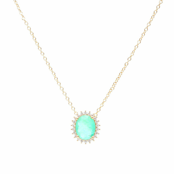Collar oval Esmeralda colombiana cravejada circonitas colors fusion en baño de oro 18k.

Conjunto con el Anillo. Es posible venta separada .