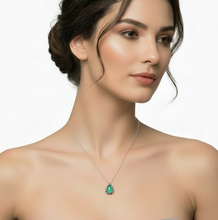 Cargar imagen en el visor de la galería, Collar Gota Esmeralda Colombiana Plata925
