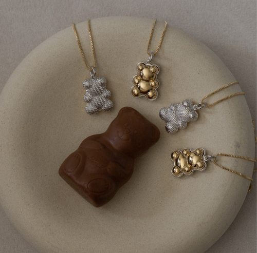 Collar Oso doraod y plateado