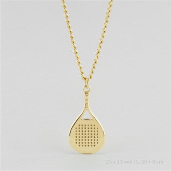 Colar raqueta pádel em aço inoxidável em banho de ouro18k ou banho de rodio 

Gola 45cm. Joya hipoalergênica e sem niquel.