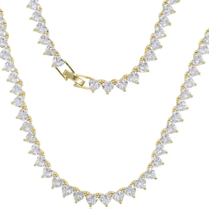 Collar Riviera, tennis Necklace circonitas en forma de corazón super de moda y ideales para fiesta o bodas.