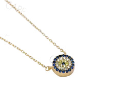 Cargar imagen en el visor de la galería, Collar ojo griego plata 925 redondo en baño de oro 18k. Un collar súper delicado para usar todos los días . Ideales para mesclar con collares largos.

45cm.

joyas hipoalergénicas y sin níquel.
