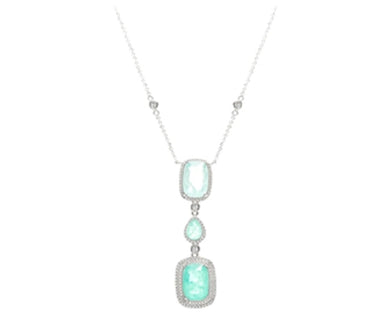 Collar largo turmalina em banho de rodio.

Joyas chiques para elevar seu look todos os dias.