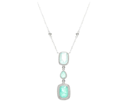 Collar largo turmalina em banho de rodio.

Joyas chiques para elevar seu look todos os dias.