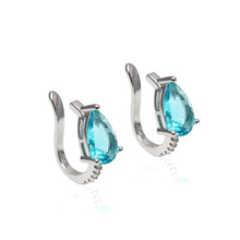 Cargar imagen en el visor de la galería, Earcuff delicado turmalina Paraíba gota en baño de rodio. Precio unidad.

Super comodo.

