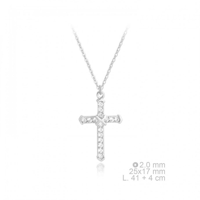 collar cruz con circonitas en plata 925