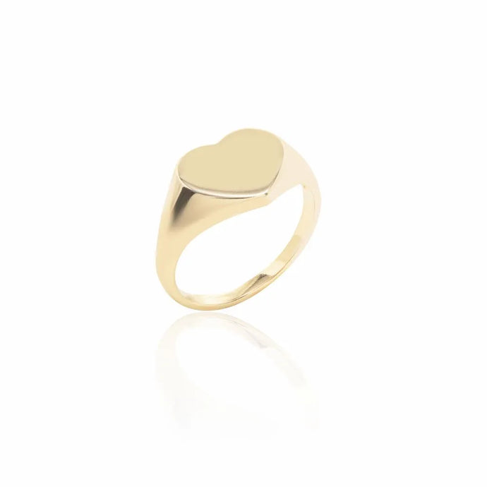 Anillo dedinho corazon liso en baño de oro18k