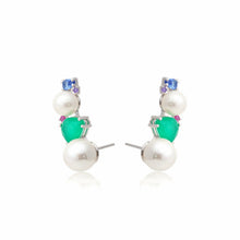 Cargar imagen en el visor de la galería, Pendiente estilo earcuff perla con piedras plata 925
