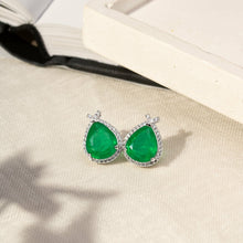 Cargar imagen en el visor de la galería, Pendientes Gota Esmeralda Plata 925
