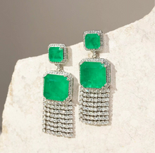 Cargar imagen en el visor de la galería, Pendiente Franja Esmeralda Plata
