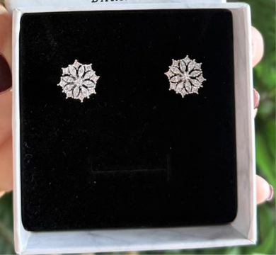 Pendiente boton flor en plata925