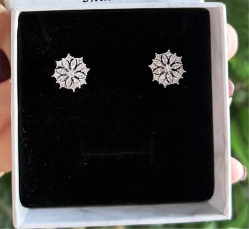 Pendiente boton flor en plata925