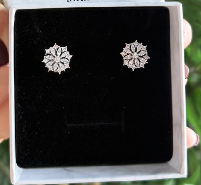 Pendiente boton flor en plata925