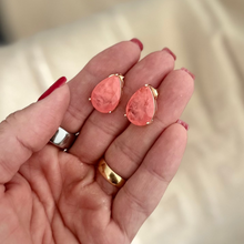 Cargar imagen en el visor de la galería, Pendiente gota naranja en baño de Oro18k 
