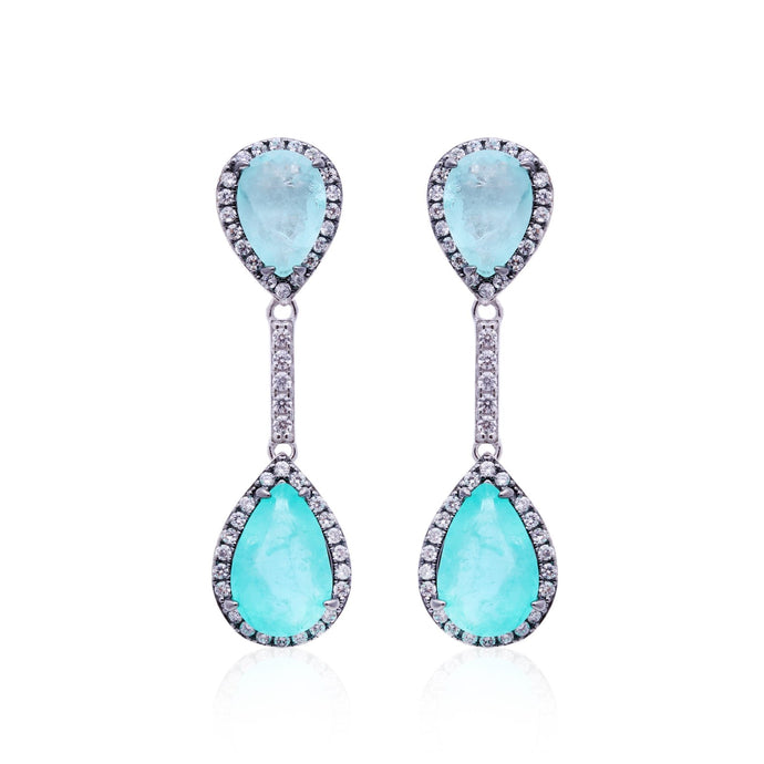 Pendiente 2 Gotas Turmalina Plata