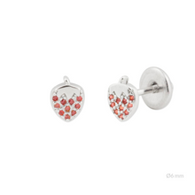 Cargar imagen en el visor de la galería, Pendientes mini fresa con circonitas coloridas en plata 925.

Joyas hipoalergénica y sin níquel.
