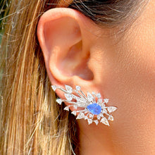 Cargar imagen en el visor de la galería, Pendiente gota tanzanita rayos con circonitas blancas en baño de rodio. Una semijoya súper moderna, elegante y leve.

una joya exclusiva Wal Barros.

joyas hipoalergénicas y sin níquel.

 
