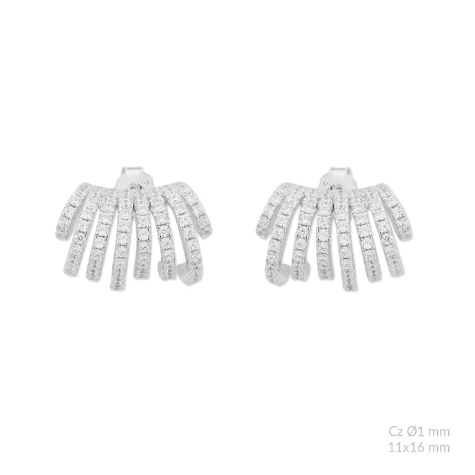 Pendiente formas Onda 8 lineas delicado con Circonitas en plata925 con baño de rodio  Una Joya unica Wal Barros Brand.  joyas hipoalergénicas y sin níquel.