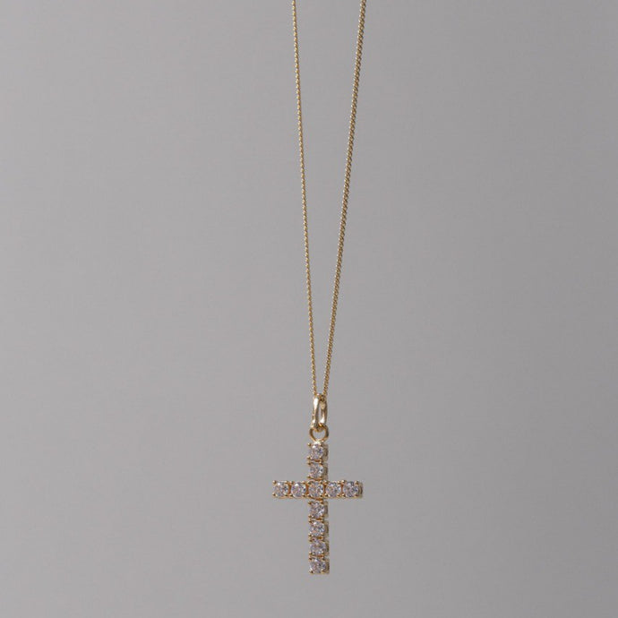 Collar cruz largo circonitas