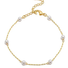 Cargar imagen en el visor de la galería, Pulsera elo bolas perla en baño de oro 18k
