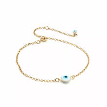 Cargar imagen en el visor de la galería, Pulsera Ojo griego madreperla dorada 
