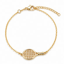Cargar imagen en el visor de la galería, Pulsera delicada raqueta “beach tennis” o “padel” forma orgánica en baño de oro 18k

15 cm + 5 cm ajustable.

Joyas Hipoalergénicas y sin níquel
