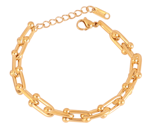 Pulsera cadena dorado elo en acero Inoxidable dorado super leve para mesclar con otros pulseras Wal Barros brand.  Pulsera 17cm + ajuste.  Tenemos el collar cadena acero para conjunto 45cm + 5cm ajustable 