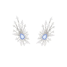 Cargar imagen en el visor de la galería, Pendiente gota tanzanita rayos con circonitas blancas en baño de rodio. Una semijoya súper moderna, elegante y leve.

una joya exclusiva Wal Barros.

joyas hipoalergénicas y sin níquel.

 
