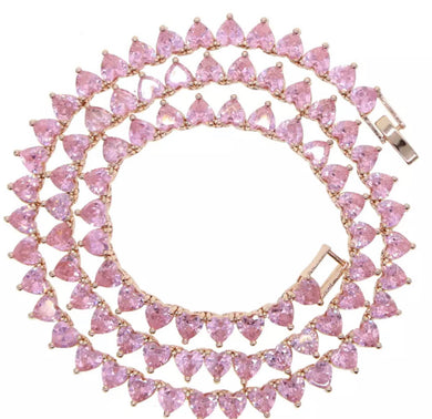 Collar circonita Riviere Rosa forma de corazones super chic para una fiesta o boda.