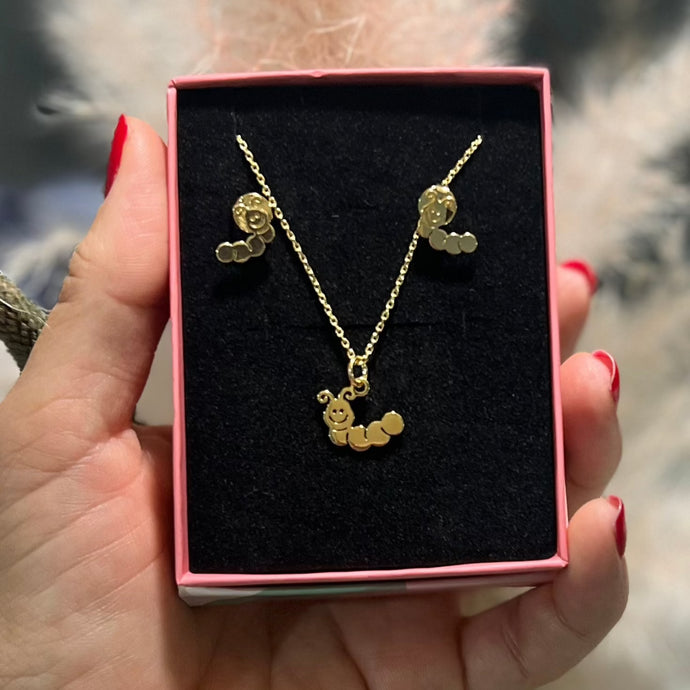 Conjunto nina kids en baño de oro de 18k, joyas hipoalergenicas y sin niquels