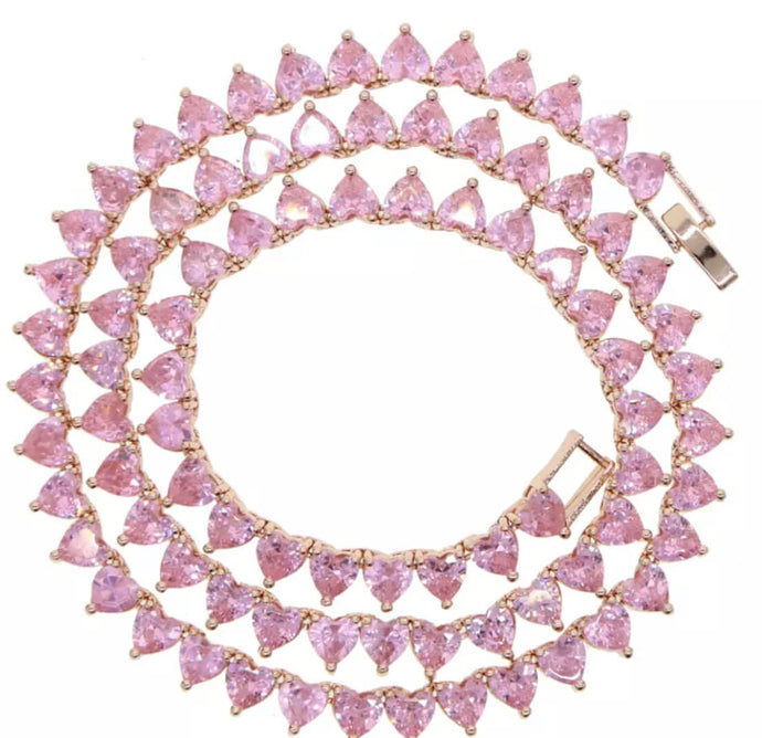 Collar Riviere corazón Rosa