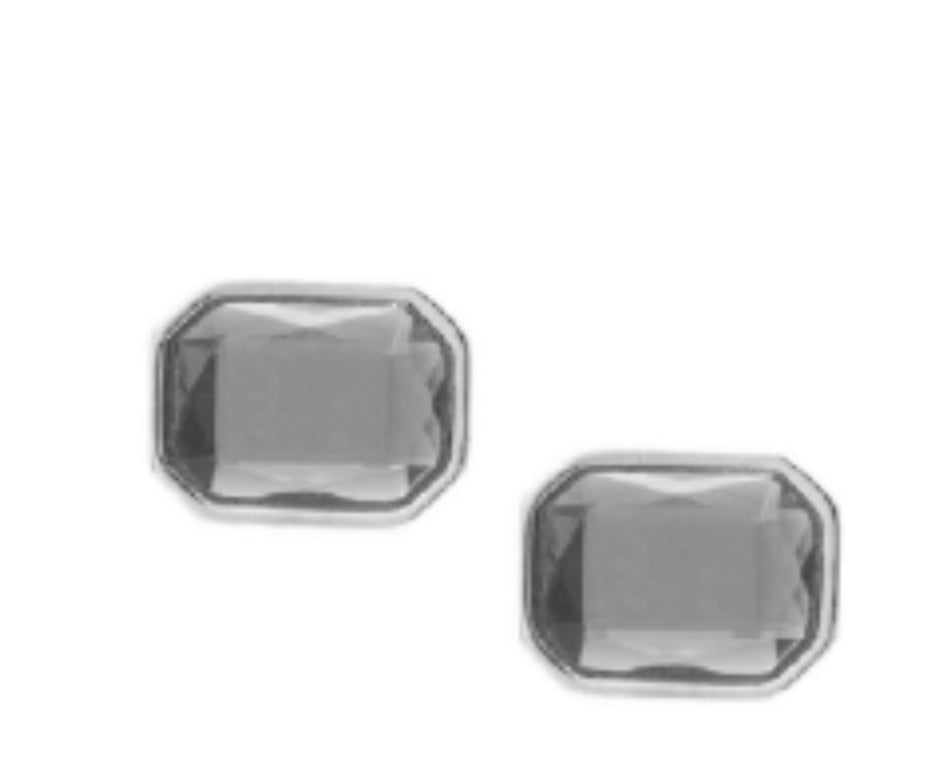 Pendientes en formato retangular con piedras fume azul, gris o verde fumê en baño de oro 18k. Super fashion y versatile.  Joyas para dia o noche. Mix con anillos iguales Wal Barros brand.