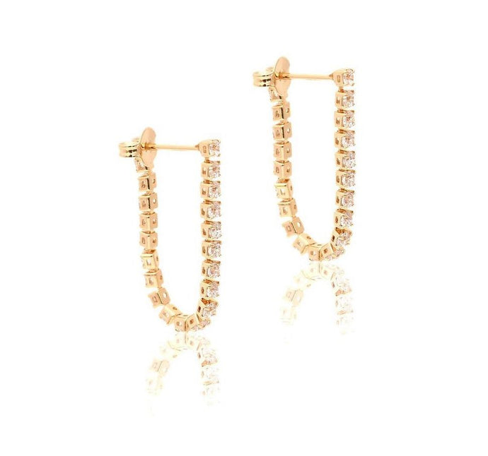 pendiente circonitas dorada baño de oro 18k