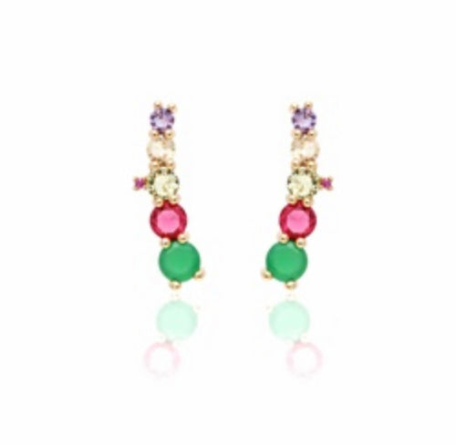 Pendiente como modelo earcuff com cristais coloridos em banho de ouro 18k