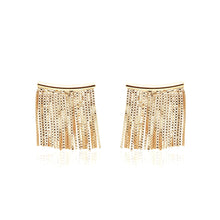Cargar imagen en el visor de la galería, Pendiente franja en baño de oro 18k . Super comodo.

joyas hipoalergénicas y sin niquel.

6 meses de garantia en su baño.
