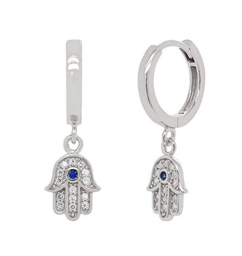 pendiente hamsa en plata 925