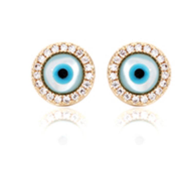 Mini Pendientes Ojo griego BAÑO DE ORO