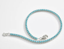 Cargar imagen en el visor de la galería, Pulsera circonita azul plata ley 
